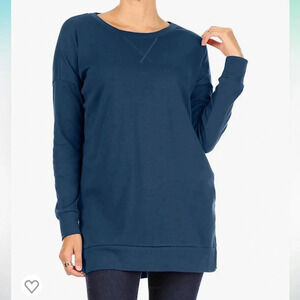 NWT! Women’s loose fit long sleeve navy blue tunic top XS